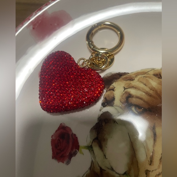 Red Heart Keychain with Gold Accents - Picture 3 of 4